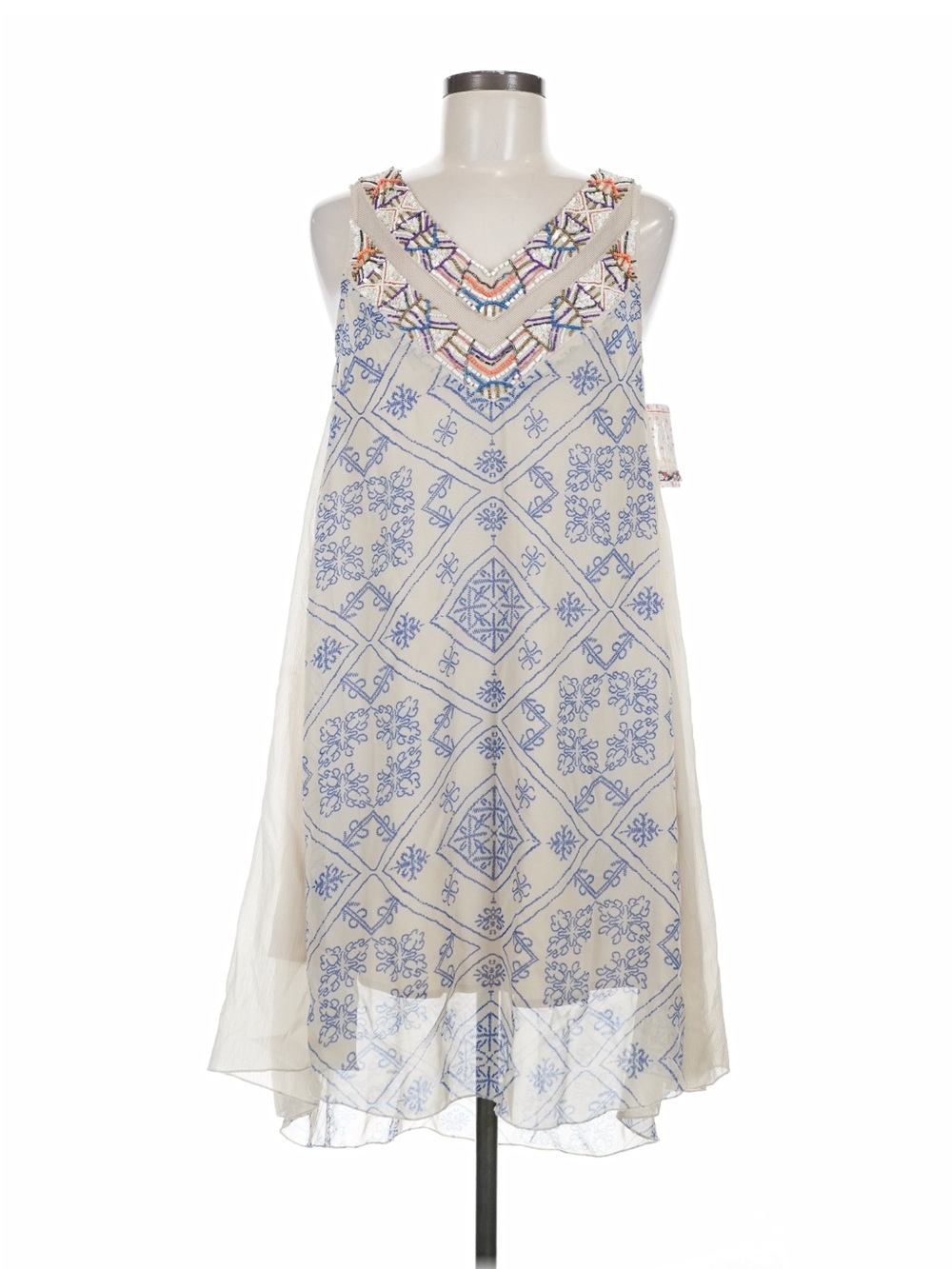 Free People Ancient Mystery Boho Beaded Midi Shift Dress• Small - Picture 7 of 11